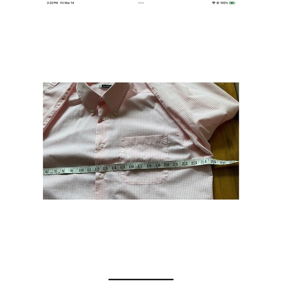 Turtleson Button Down Shirt Mens Large Golf Performance Pink Gingham Plaid - Picture 6 of 7